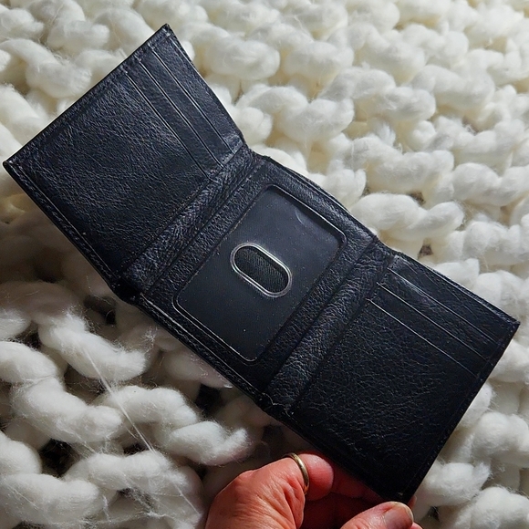 Leather (pebble grain) Tri-fold Wallet, Men, 9 Pocket, New - Picture 3 of 9